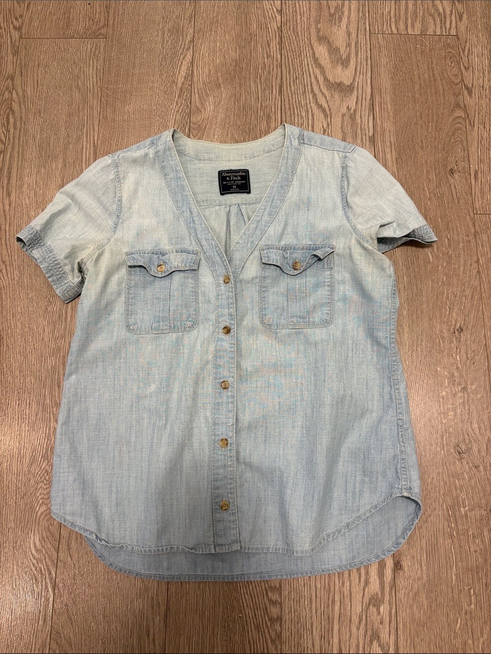 A&F Lightwash Denim Button-Up Top